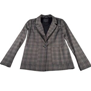 Sanctuary Blazer Womens XS Gray Plaid Single Button Pockets CJ0604HPP Jacket